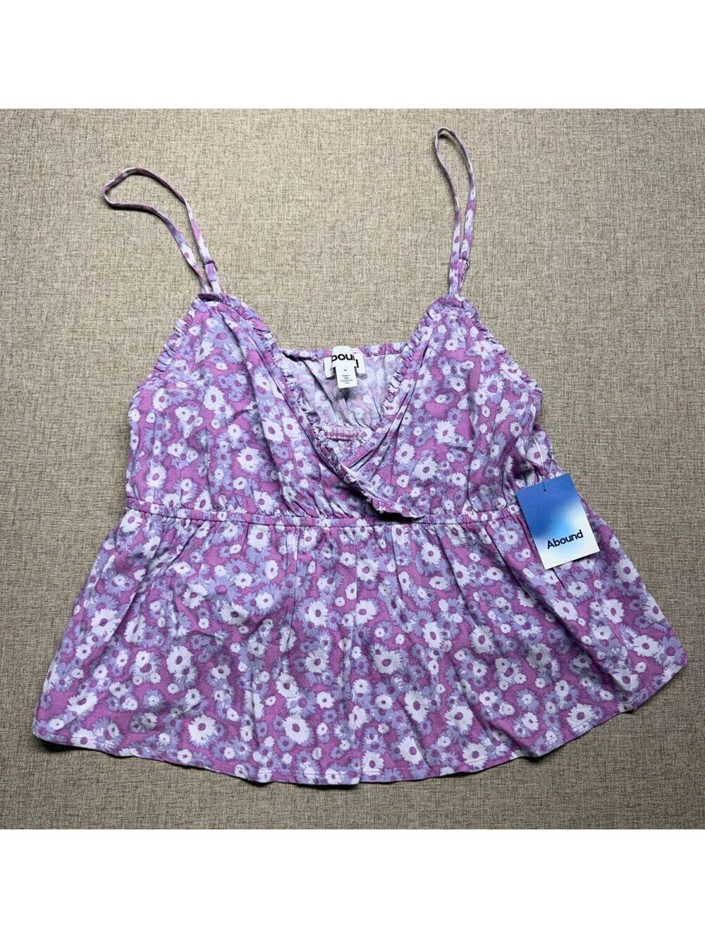 Abound Women's Purple Floral Babydoll Cami Tank Top Size Medium NWT